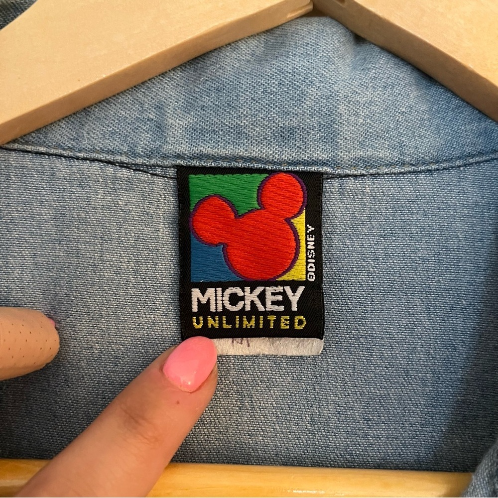 DISNEY Vintage Denim Goofy Vest Button Up Top Mickey Unlimited Fringe Large - Picture 4 of 5